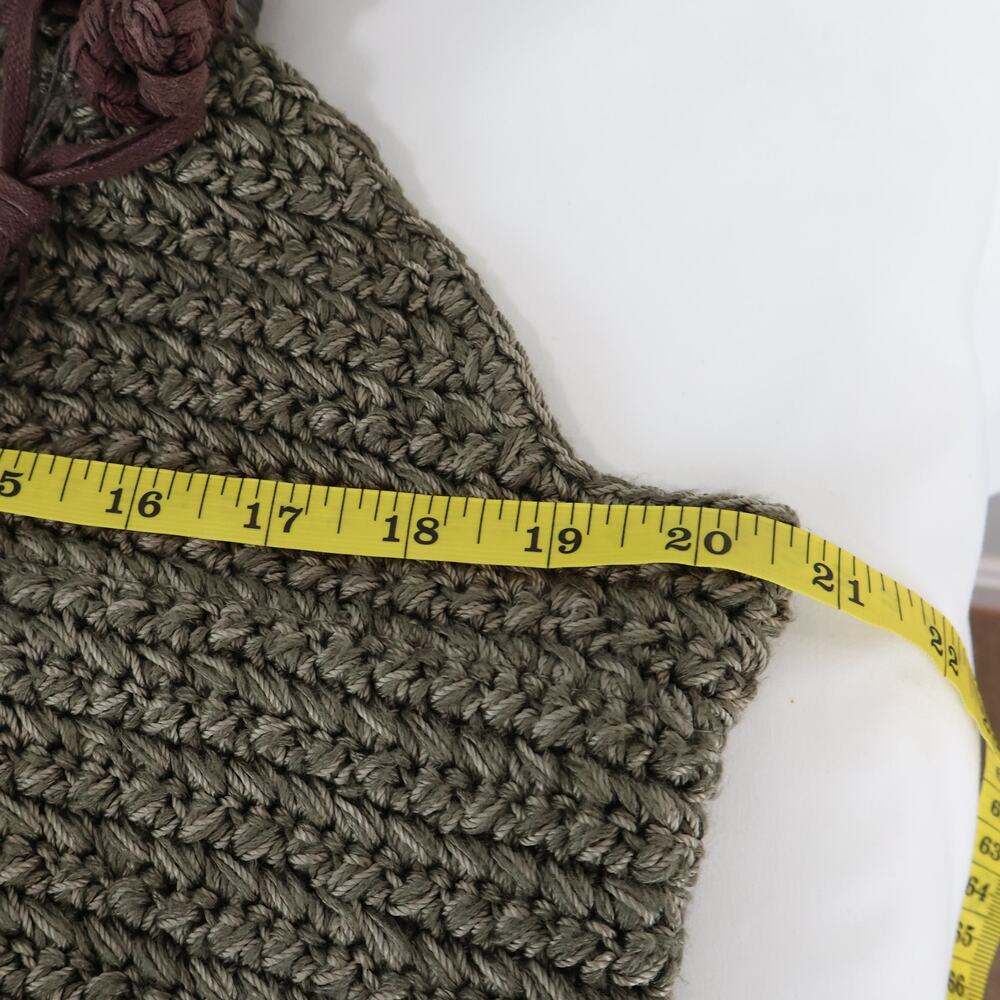 The Sak Happy & Free Crochet Woven Knit Shoulder Tote Bag Khaki Olive Boho - Picture 10 of 10